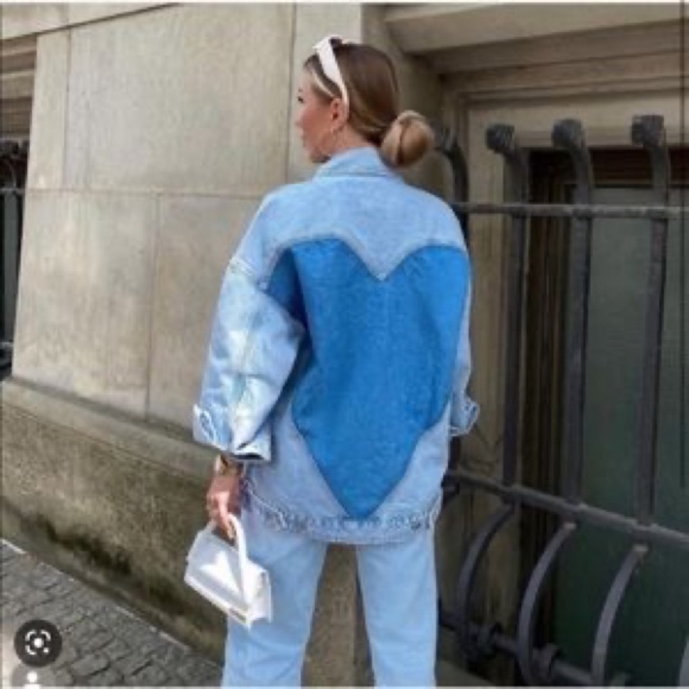 ZARA Denim Heart Oversize Jean Jacket